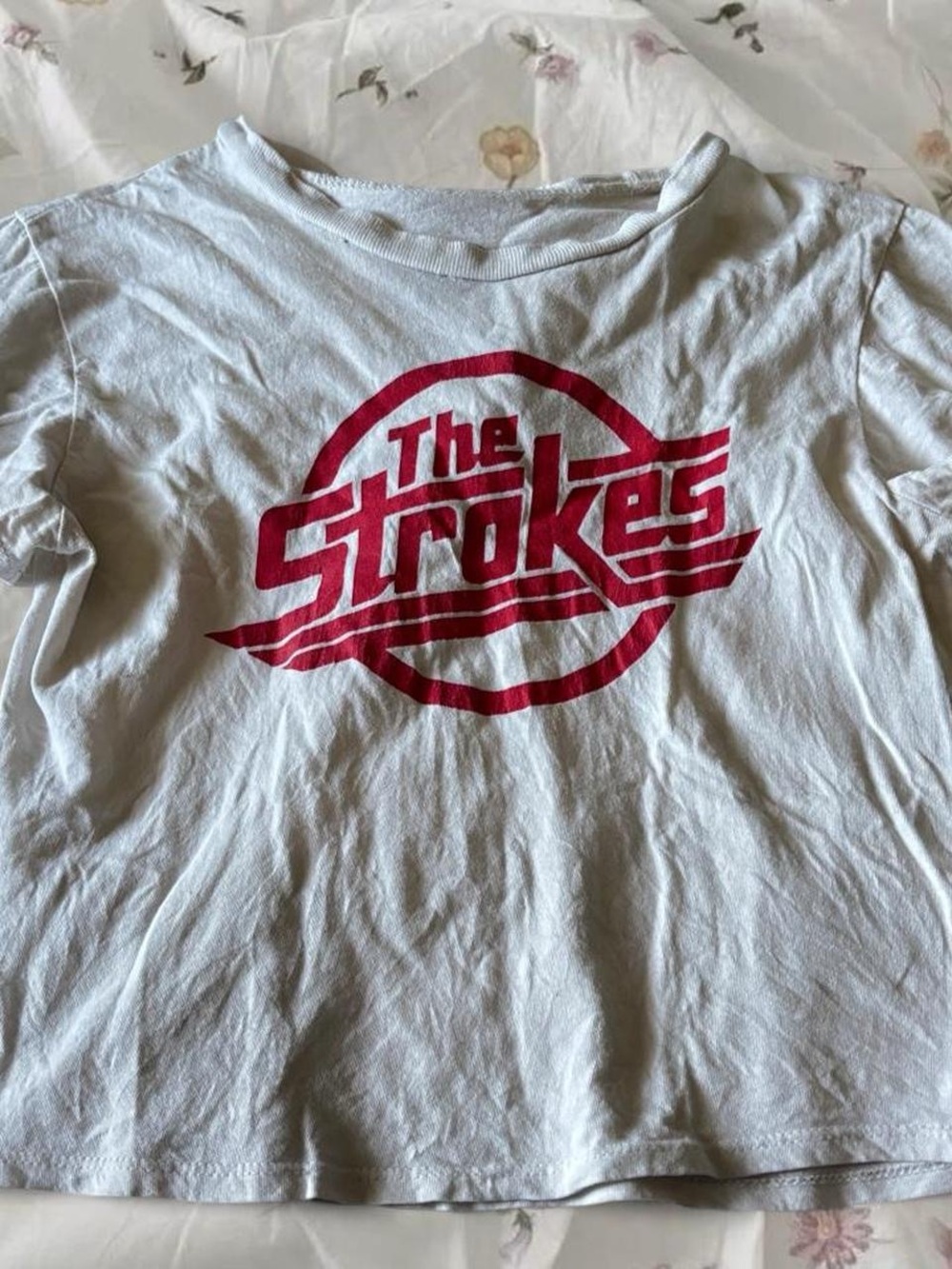 Urban Outfitters White Tee with Red The Strokes Logo